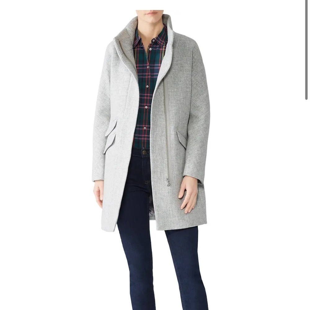 J. Crew Cocoon Coat Italian Stadium Cloth Wool Blend in Heather Grey Size 2